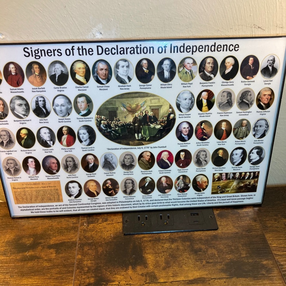 Signers of the Declaration of Independence Framed Poster Wall History Classroom